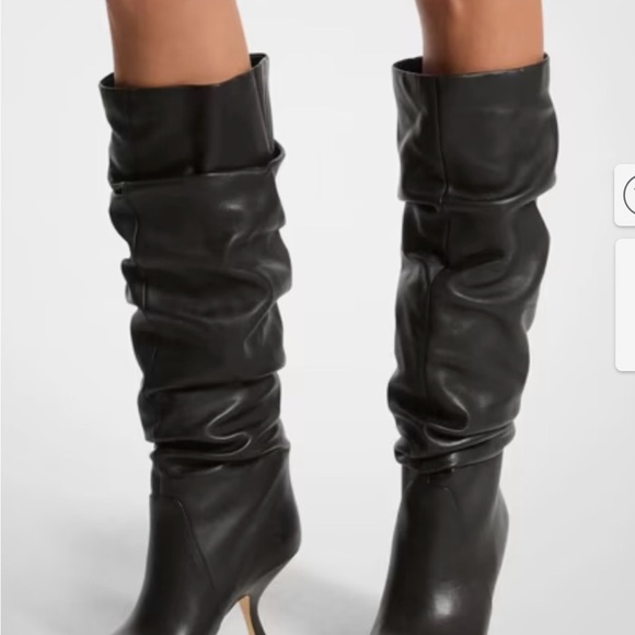 Women's Black Slouchy Knee-High Pointed Toe Boots - Picture 2 of 9